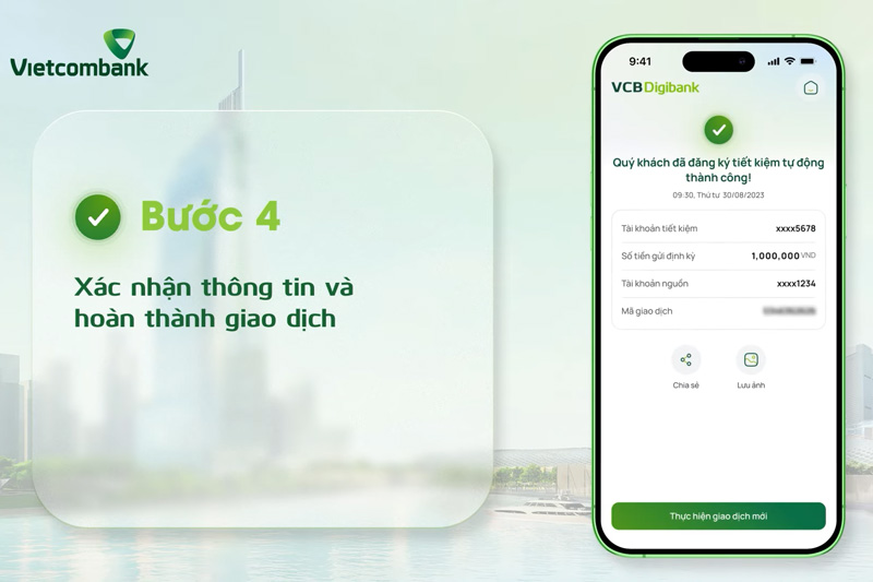 Gửi Tiết Kiệm Tích Lũy Hàng Tháng Vietcombank Thành Công