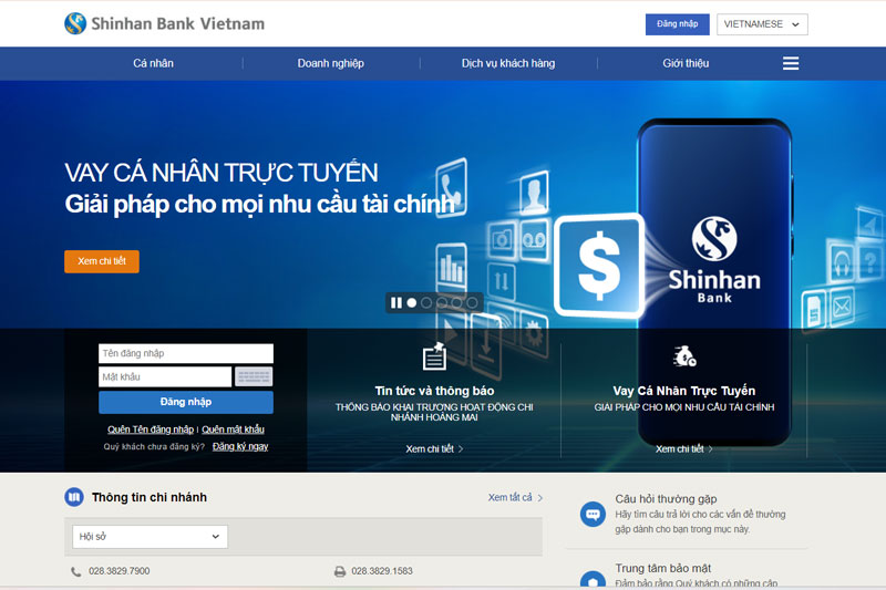 Cách Đăng Ký SMS Shinhan Bank Online Trên Website