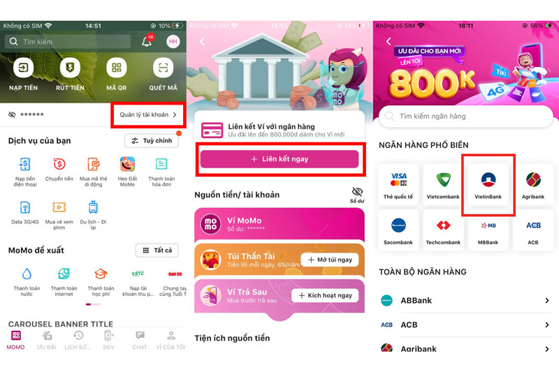 Liên Kết Trực Tiếp Trên Ứng Dụng MoMo