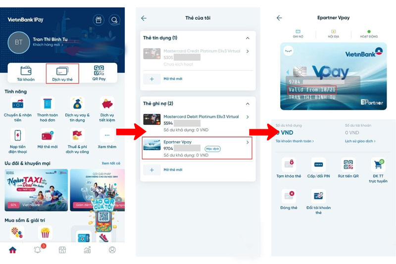 Kiểm Tra Ngày Phát Hành Thẻ Qua Ứng Dụng Vietinbank iPay