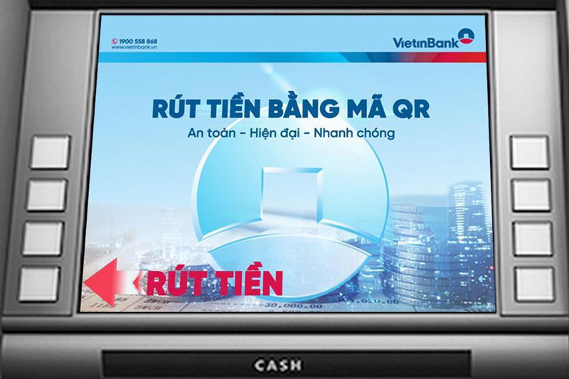 Chọn tính năng rút tiền bằng mã QR