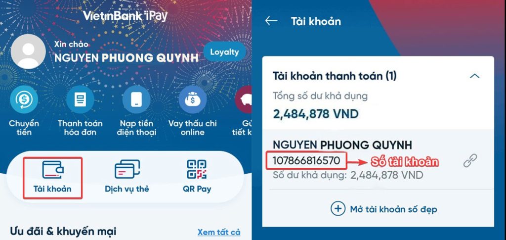 Tra Cứu Số Tài Khoản Qua Ứng Dụng VietinBank iPay